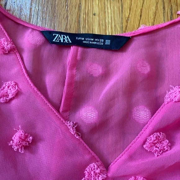 Zara hot pink front tie top - Medium - Picture 3 of 6